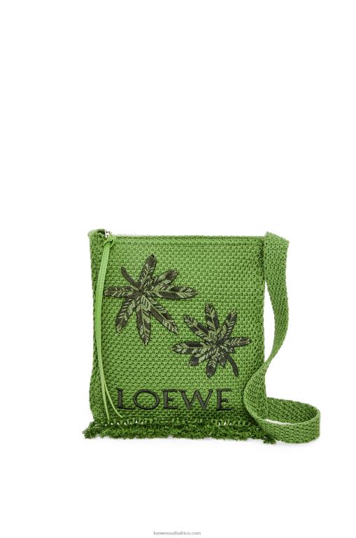 Loewe Men Fringes crossbody bag in organic cotton 206XF231 Green