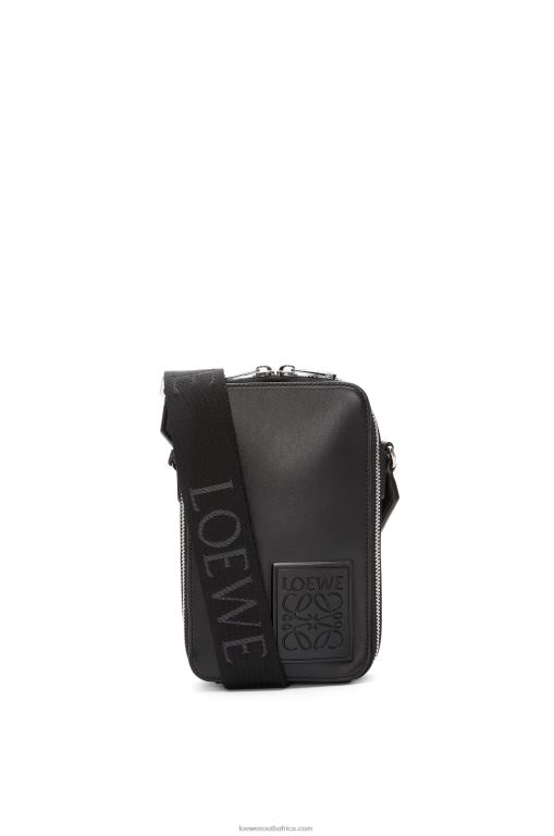 Loewe Men Vertical Crossbody Pocket in satin calfskin 206XF613 Black