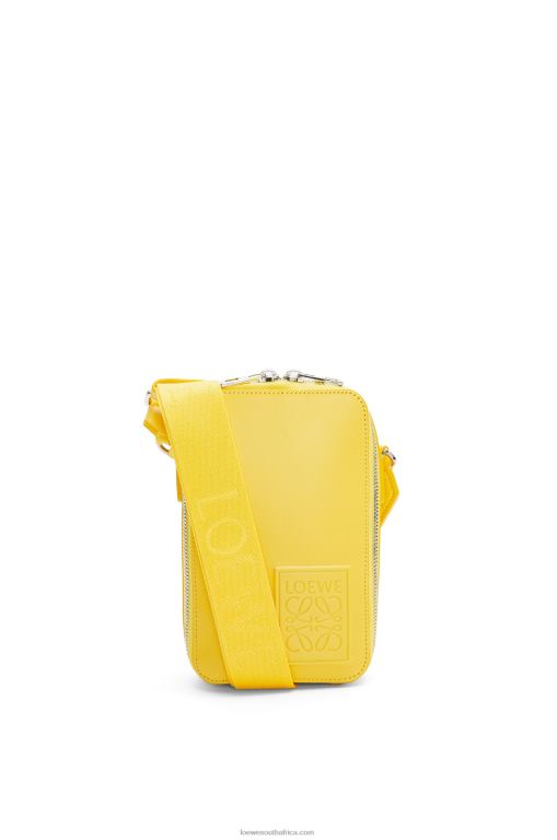 Loewe Men Vertical Crossbody Pocket in satin calfskin 206XF614 Yellow