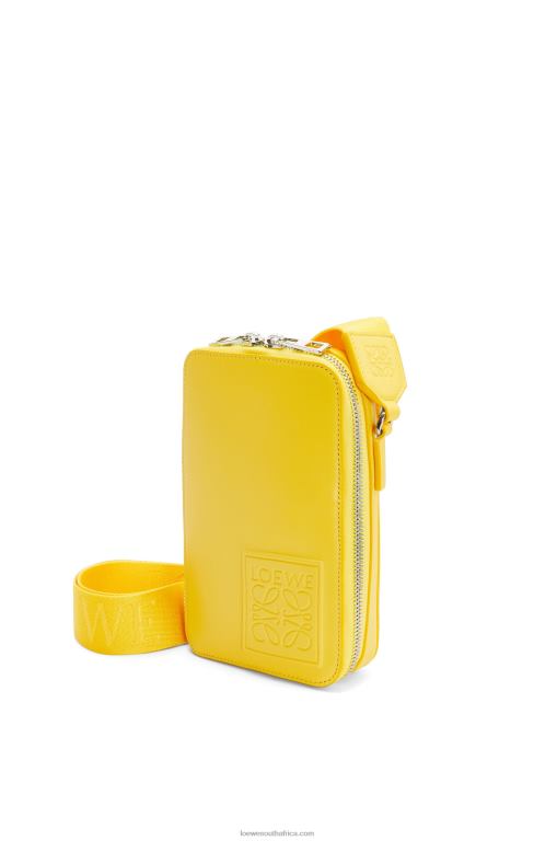 Loewe Men Vertical Crossbody Pocket in satin calfskin 206XF614 Yellow