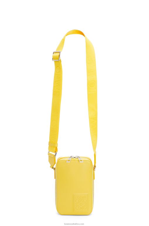 Loewe Men Vertical Crossbody Pocket in satin calfskin 206XF614 Yellow