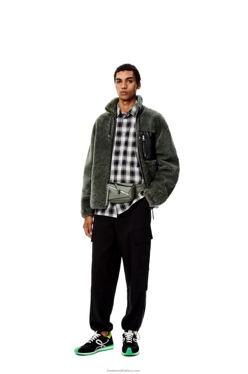 Loewe Men Mini Puzzle bumbag in classic calfskin 206XF298 Dark Sage