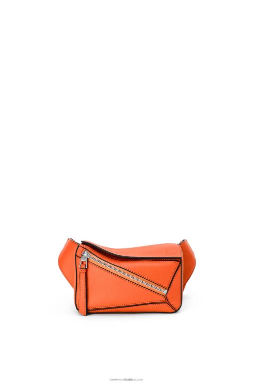 Loewe Men Mini Puzzle bumbag in classic calfskin 206XF571 Orange