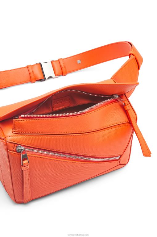 Loewe Men Small Puzzle bumbag in diamond calfskin 206XF568 Orange