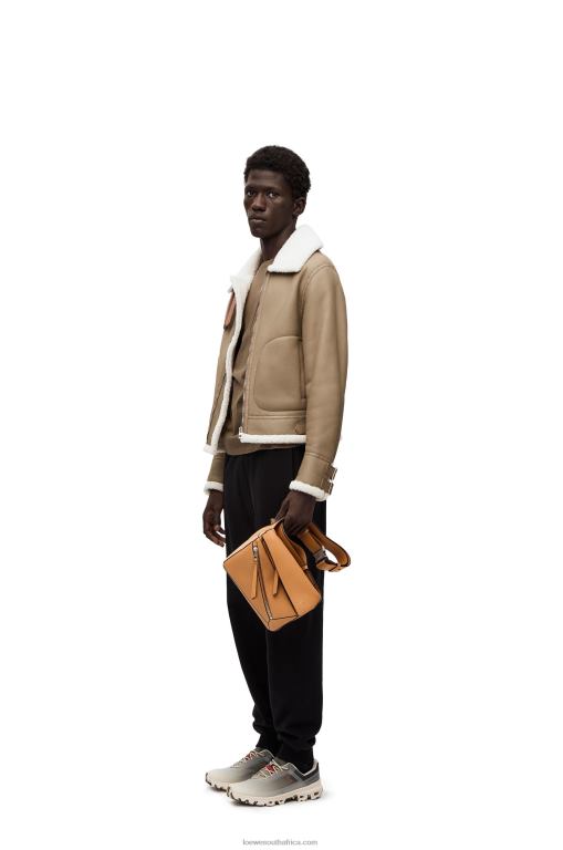 Loewe Men Small Puzzle bumbag in diamond calfskin 206XF569 Warm Desert
