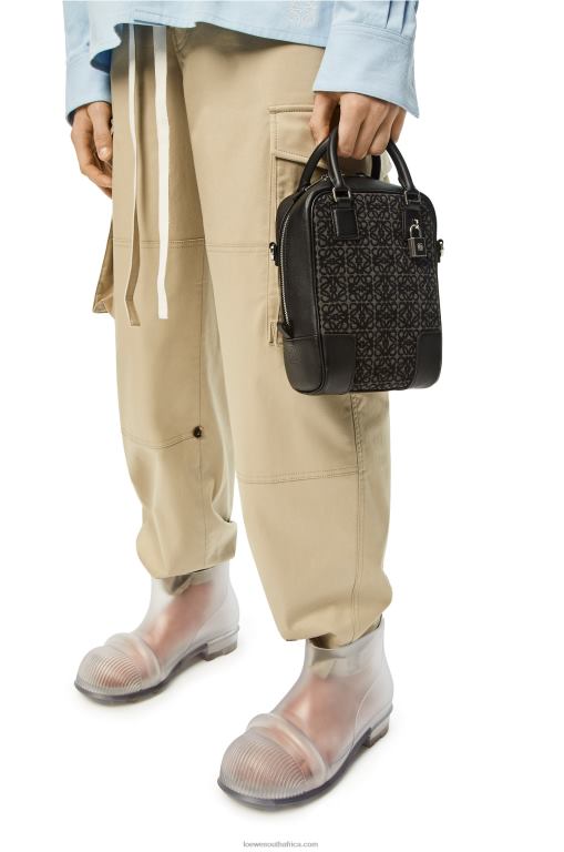 Loewe Men Amazona 15 in Anagram jacquard and calfskin 206XF147 Anthracite/Black