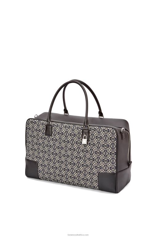 Loewe Men Amazona 44 bag in Anagram jacquard and calfskin 206XF149 Navy/Black