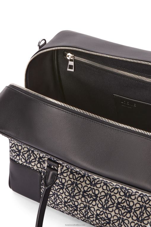 Loewe Men Amazona 44 bag in Anagram jacquard and calfskin 206XF149 Navy/Black