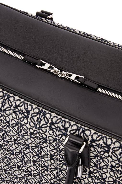 Loewe Men Amazona 44 bag in Anagram jacquard and calfskin 206XF149 Navy/Black