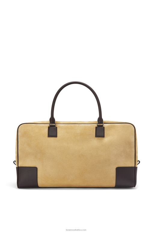 Loewe Men Amazona 44 bag in suede and calfskin 206XF160 Gold/Chocolate Brown
