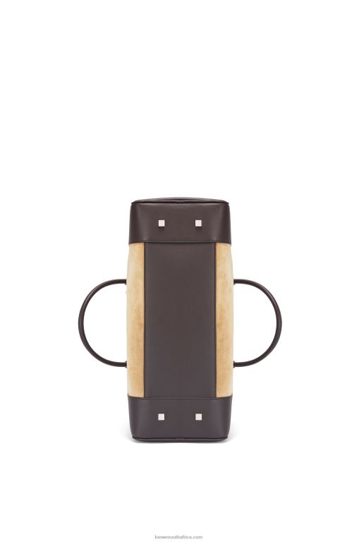 Loewe Men Amazona 44 bag in suede and calfskin 206XF160 Gold/Chocolate Brown
