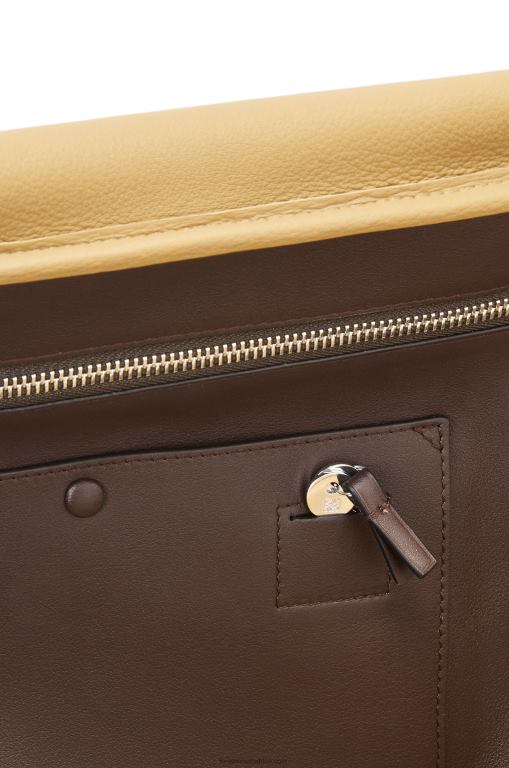 Loewe Men Amazona 44 bag in suede and calfskin 206XF160 Gold/Chocolate Brown