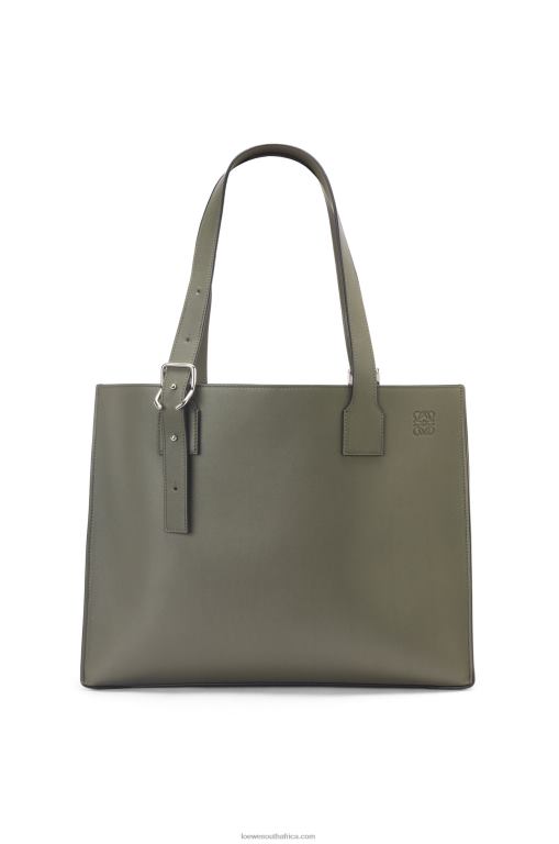 Loewe Men Buckle Horizontal tote in classic calfskin 206XF180 Khaki Green