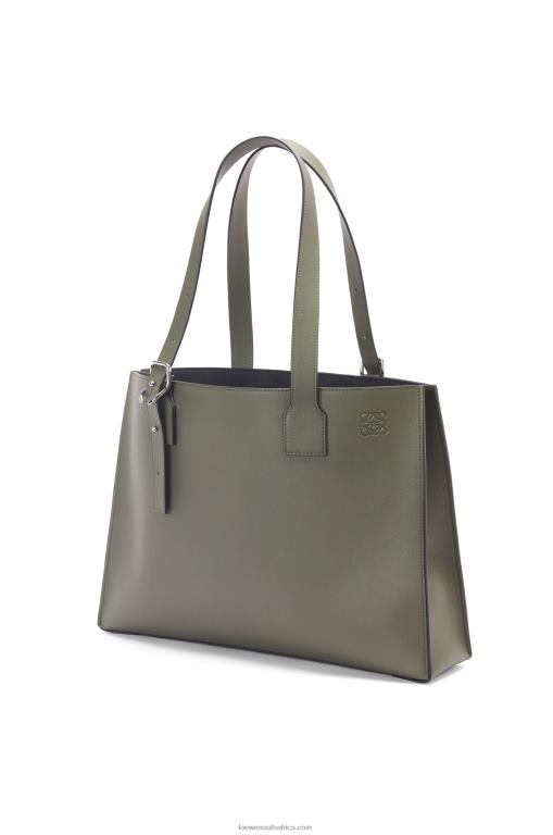 Loewe Men Buckle Horizontal tote in classic calfskin 206XF180 Khaki Green