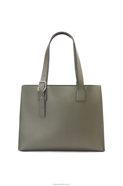 Loewe Men Buckle Horizontal tote in classic calfskin 206XF180 Khaki Green