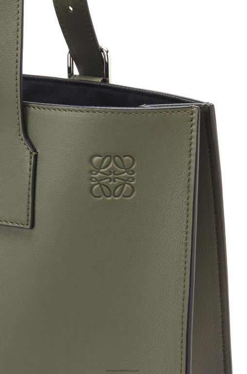 Loewe Men Buckle Horizontal tote in classic calfskin 206XF180 Khaki Green