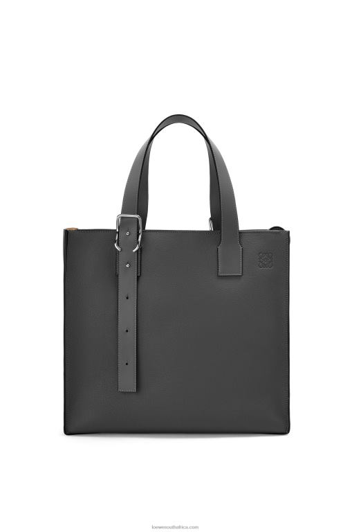 Loewe Men Buckle Zip tote in soft grained calfskin 206XF179 Black
