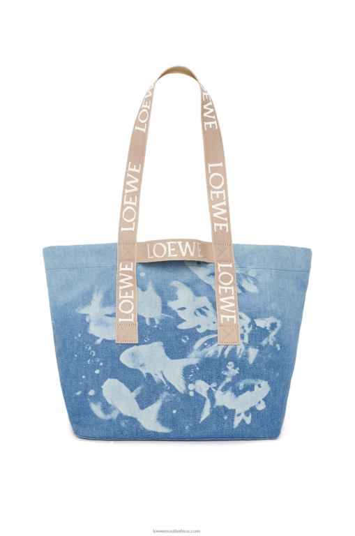 Loewe Men Fold Shopper in denim 206XF67 Light Blue/Natural