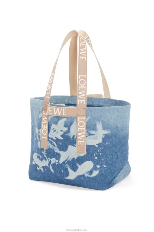 Loewe Men Fold Shopper in denim 206XF67 Light Blue/Natural