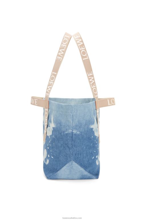Loewe Men Fold Shopper in denim 206XF67 Light Blue/Natural