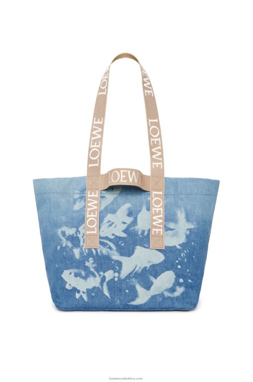 Loewe Men Fold Shopper in denim 206XF67 Light Blue/Natural