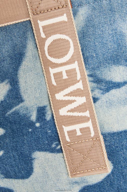 Loewe Men Fold Shopper in denim 206XF67 Light Blue/Natural