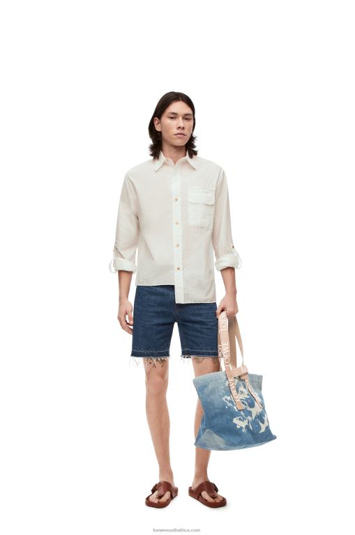 Loewe Men Fold Shopper in denim 206XF67 Light Blue/Natural