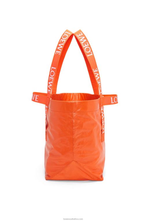 Loewe Men Fold Shopper in paper calfskin 206XF69 Orange