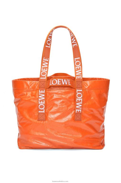 Loewe Men Fold Shopper in paper calfskin 206XF69 Orange