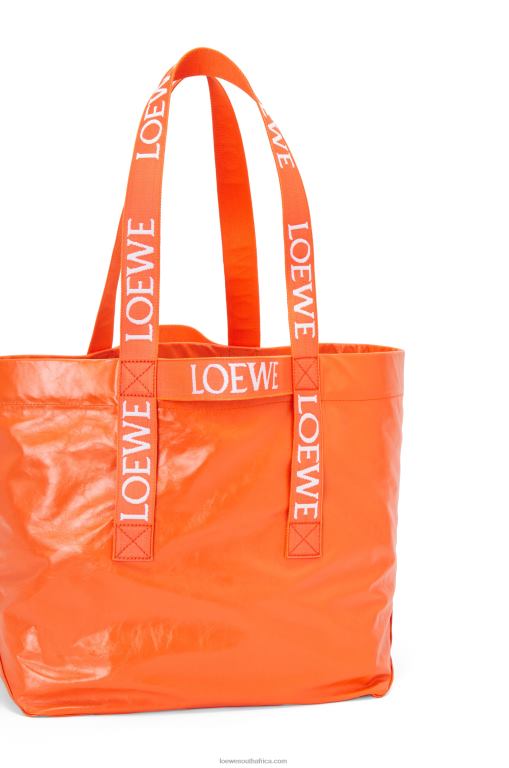 Loewe Men Fold Shopper in paper calfskin 206XF69 Orange