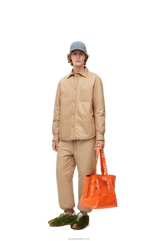 Loewe Men Fold Shopper in paper calfskin 206XF69 Orange