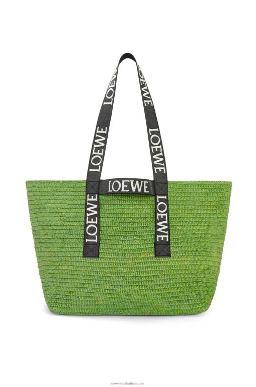 Loewe Men Fold Shopper in raffia 206XF29 Green/Black