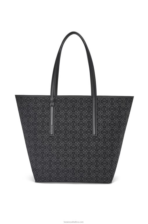 Loewe Men T Tote bag in Anagram jacquard and calfskin 206XF129 Anthracite/Black
