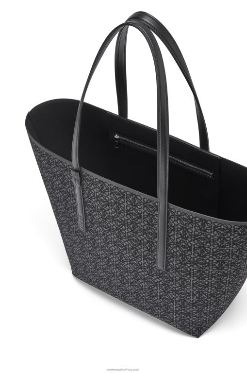 Loewe Men T Tote bag in Anagram jacquard and calfskin 206XF129 Anthracite/Black