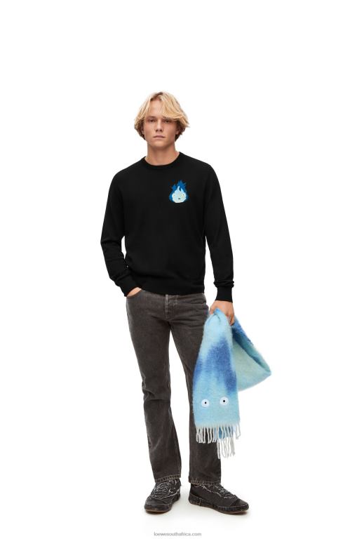 Loewe Men Calcifer sweater in wool 206XF1025 Black