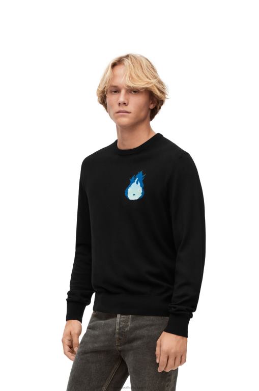 Loewe Men Calcifer sweater in wool 206XF1025 Black