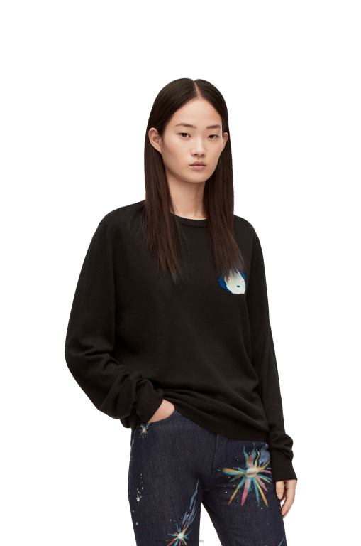 Loewe Men Calcifer sweater in wool 206XF1025 Black