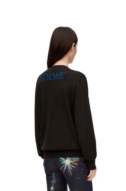 Loewe Men Calcifer sweater in wool 206XF1025 Black