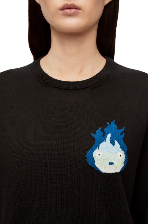 Loewe Men Calcifer sweater in wool 206XF1025 Black