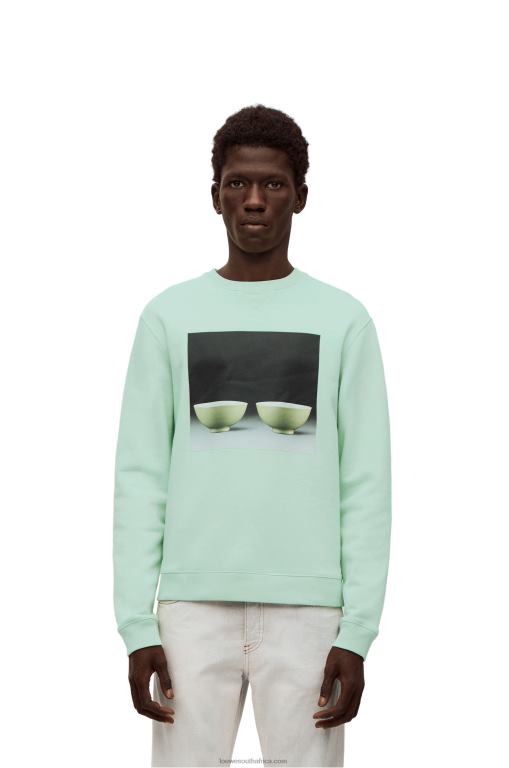 Loewe Men Ceramic print sweatshirt in cotton 206XF816 Pale Green