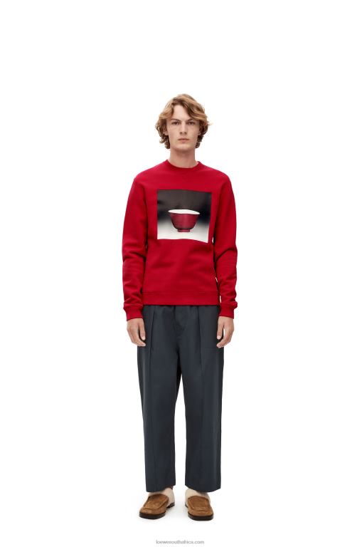 Loewe Men Ceramic print sweatshirt in cotton 206XF817 Red