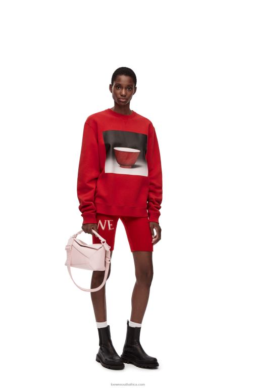 Loewe Men Ceramic print sweatshirt in cotton 206XF817 Red