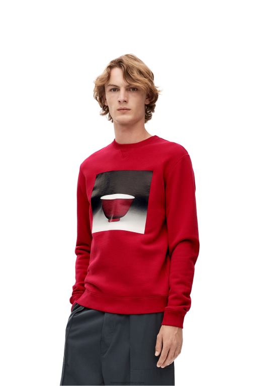 Loewe Men Ceramic print sweatshirt in cotton 206XF817 Red
