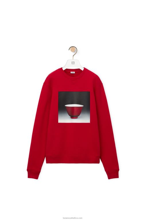 Loewe Men Ceramic print sweatshirt in cotton 206XF817 Red