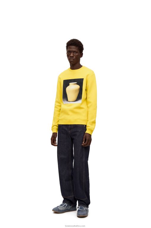 Loewe Men Ceramic print sweatshirt in cotton 206XF818 Yellow