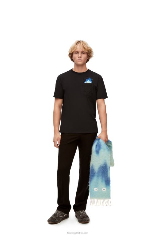 Loewe Men Calcifer pocket T-shirt in cotton 206XF829 Black