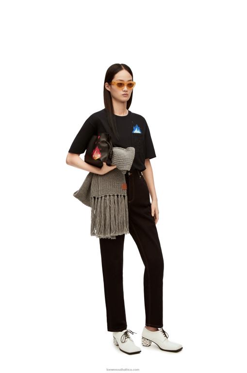 Loewe Men Calcifer pocket T-shirt in cotton 206XF829 Black