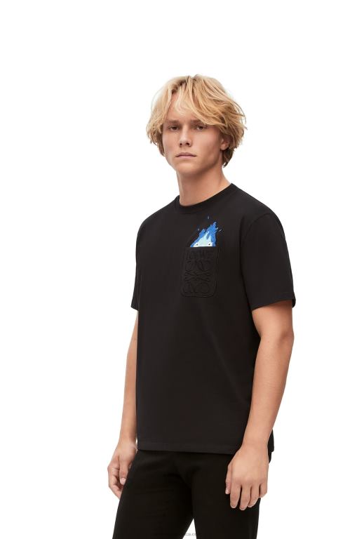 Loewe Men Calcifer pocket T-shirt in cotton 206XF829 Black