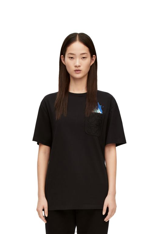 Loewe Men Calcifer pocket T-shirt in cotton 206XF829 Black
