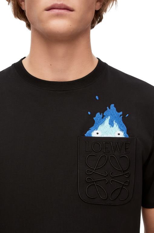 Loewe Men Calcifer pocket T-shirt in cotton 206XF829 Black